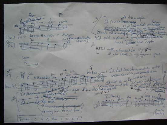 Mist In Autumn lyrics notebook